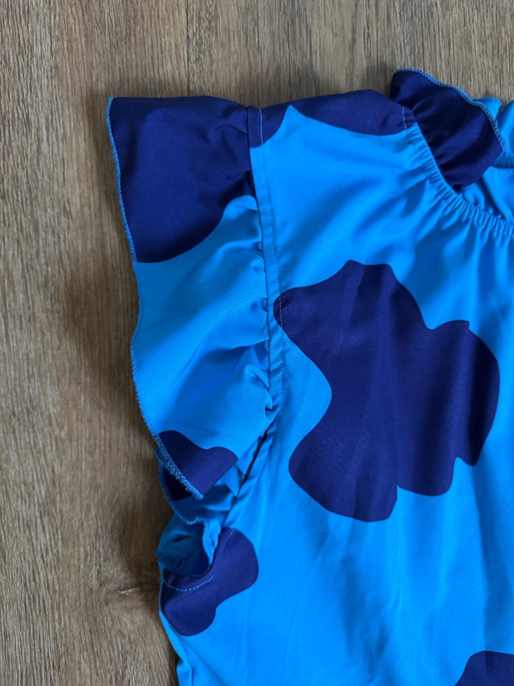 Blue Floral-Print Ruffle Tiered Kids Dress - Picture 4 of 5